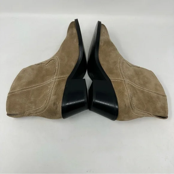AllSaints Carlotta Western Suede Side Zip Ankle Boots Desert Sand Size 37, US 7 - Picture 5 of 13